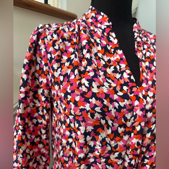 Silk Freya Abstract Floral Dress with Pockets - Picture 3 of 7